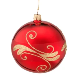 Käthe Wohlfahrt Glaskugel Rot Mit Goldfarbener Verzierung, 10 Cm