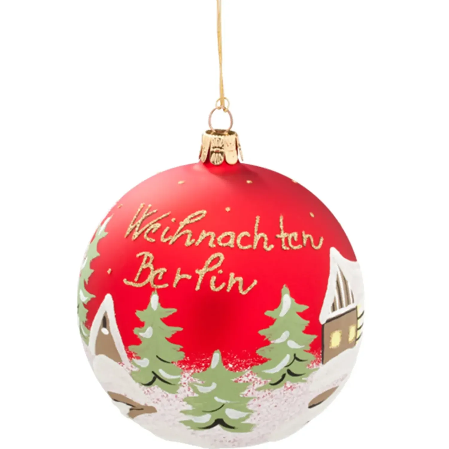 Käthe Wohlfahrt Glaskugel Rot "Weihnachten Berlin", 10 Cm