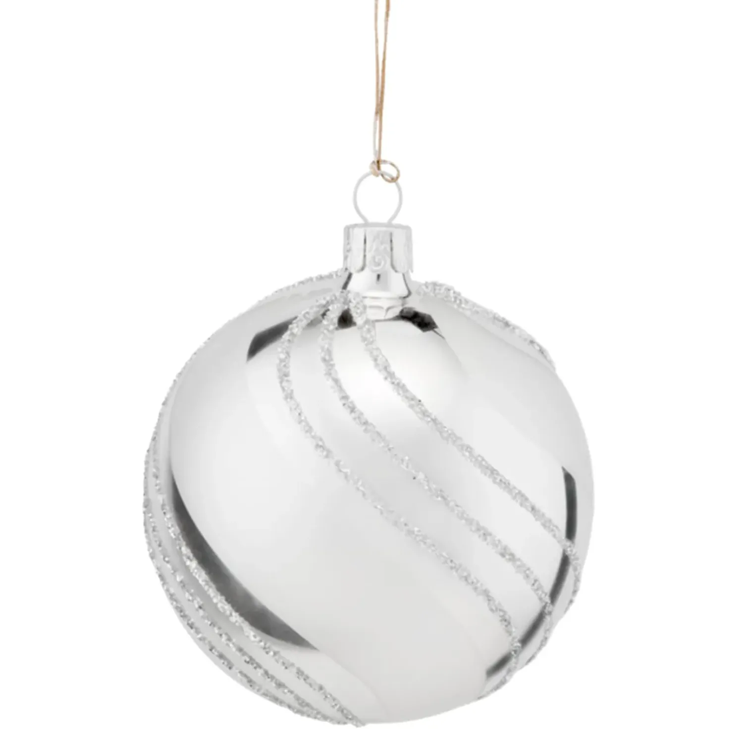 Käthe Wohlfahrt Glaskugel Silber Mit Glitzerdekor, 8 Cm