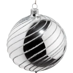 Käthe Wohlfahrt Glaskugel Silber Mit Silber Spiraldekor, 10 Cm