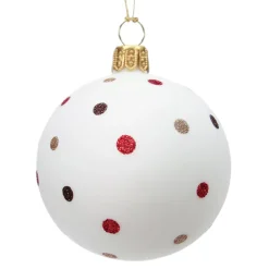Käthe Wohlfahrt Glaskugel Weis Matt Mit Glitzerpunkten, 6 Cm