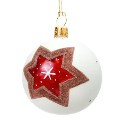 Käthe Wohlfahrt Glaskugel Weis Matt Mit Lebkuchenstern, 6 Cm