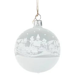 Käthe Wohlfahrt Glaskugel Weis Matt "Weihnachtsdorf", 7 Cm