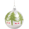 Käthe Wohlfahrt Glaskugel Weis Mit Baumen Und Pilz, 8 Cm