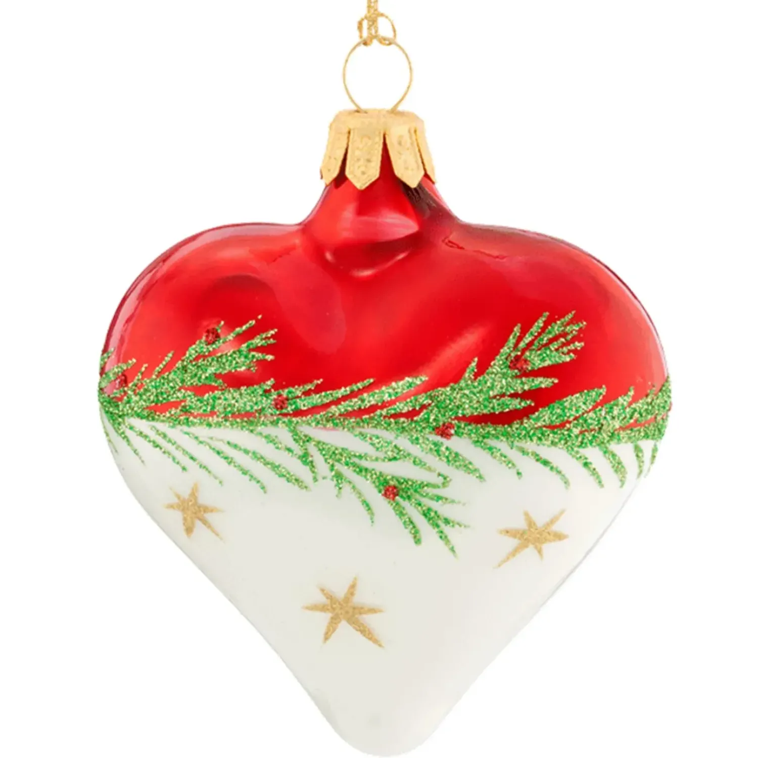 Käthe Wohlfahrt Herz Rot-Weis Mit Zweig Und Sternchen