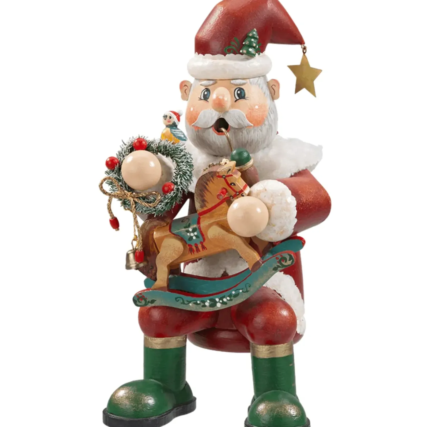 Käthes Original Holzknoddl "Weihnachtsmann Mit Schaukelpferd"