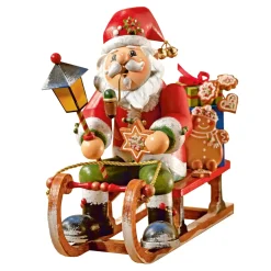 Käthes Original Holzknoddl "Weihnachtsmann Auf Schlitten", Rauchermann