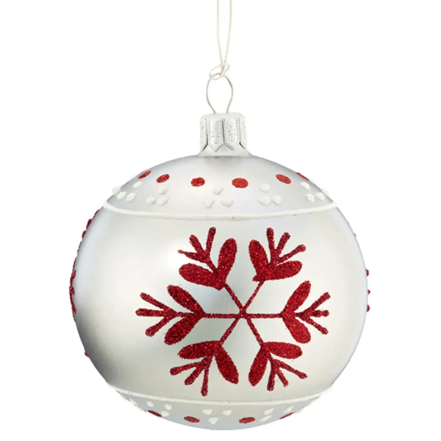 Käthe Wohlfahrt Kugel Weis Mit Roten Flocken, 8 Cm