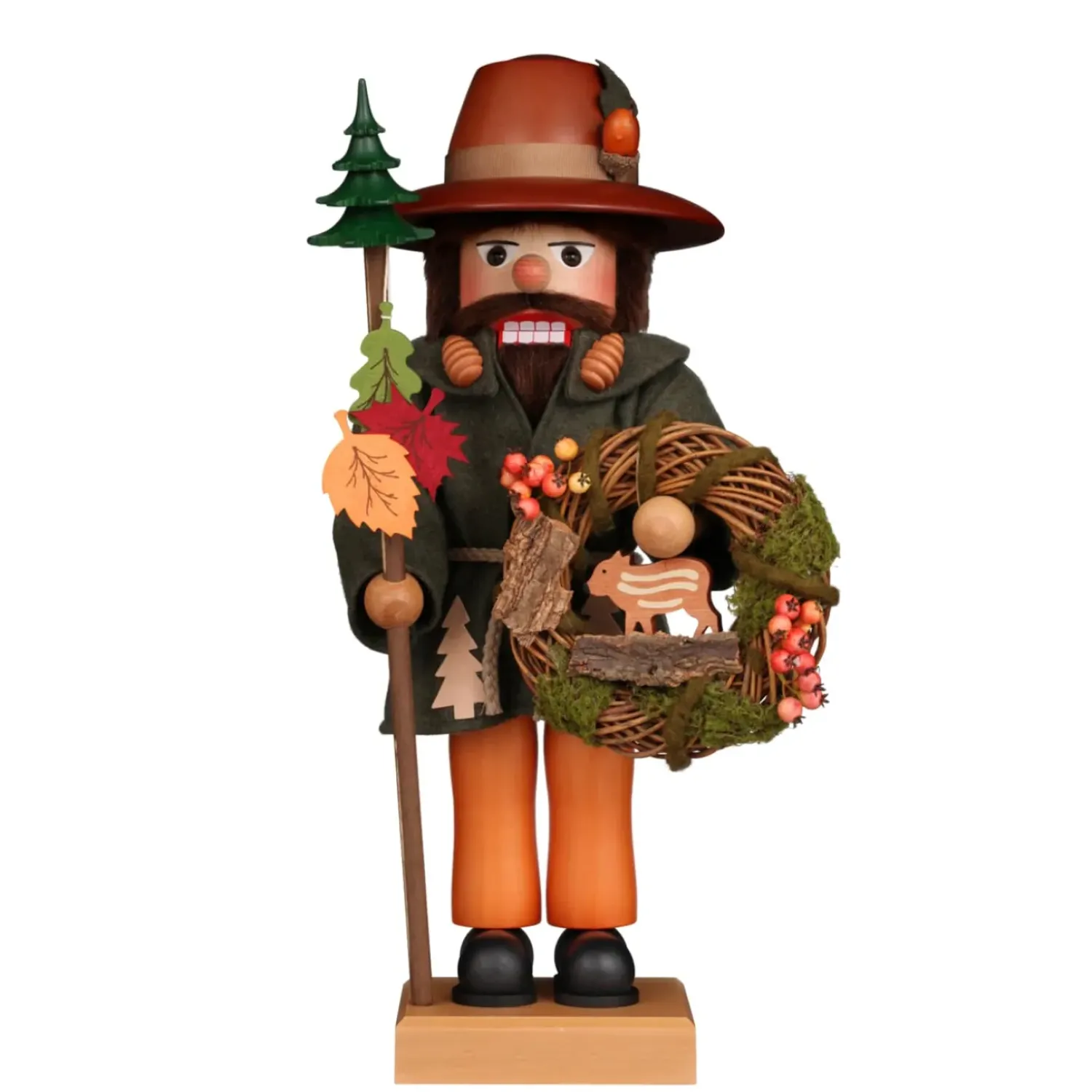 Christian ULBRICHT Nusknacker "Waldmann Mit Herbstlichen Kranz", 47Cm