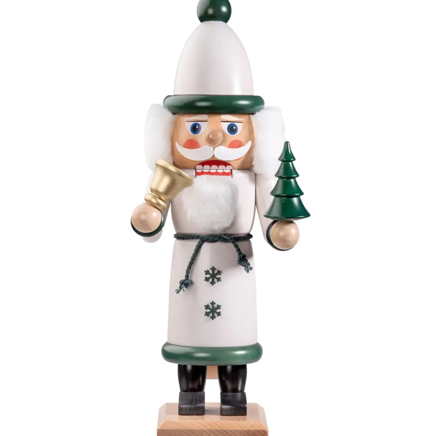 HODREWA Nussknacker "Weihnachtsmann", Grun/Weis Lasiert, 37 Cm