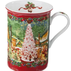Käthe Wohlfahrt Porzellan-Tasse "Weihnachtsdorf", Rot