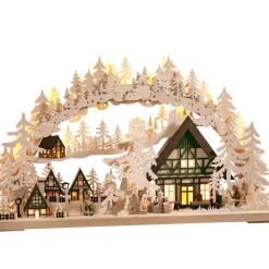 RATAGS Holzdesign Schwibbögen "Fachwerkdorf" 230V Mit Usb A-Anschluss