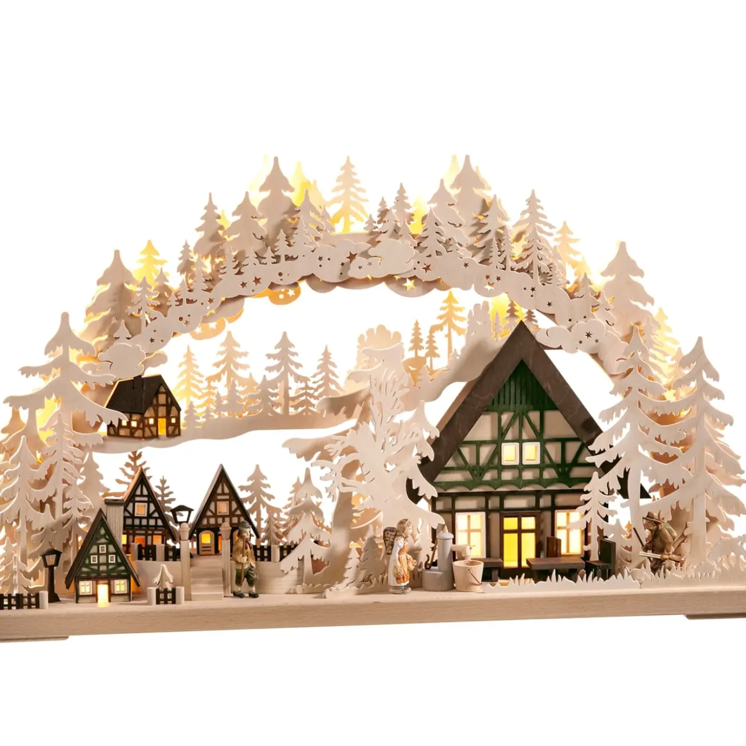 RATAGS Holzdesign Schwibbögen "Fachwerkdorf" 230V Mit Usb A-Anschluss