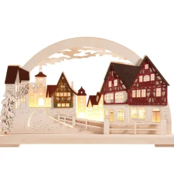 RATAGS Holzdesign Schwibbögen "Rothenburg Plonlein" 230V Mit Usb A-Anschluss