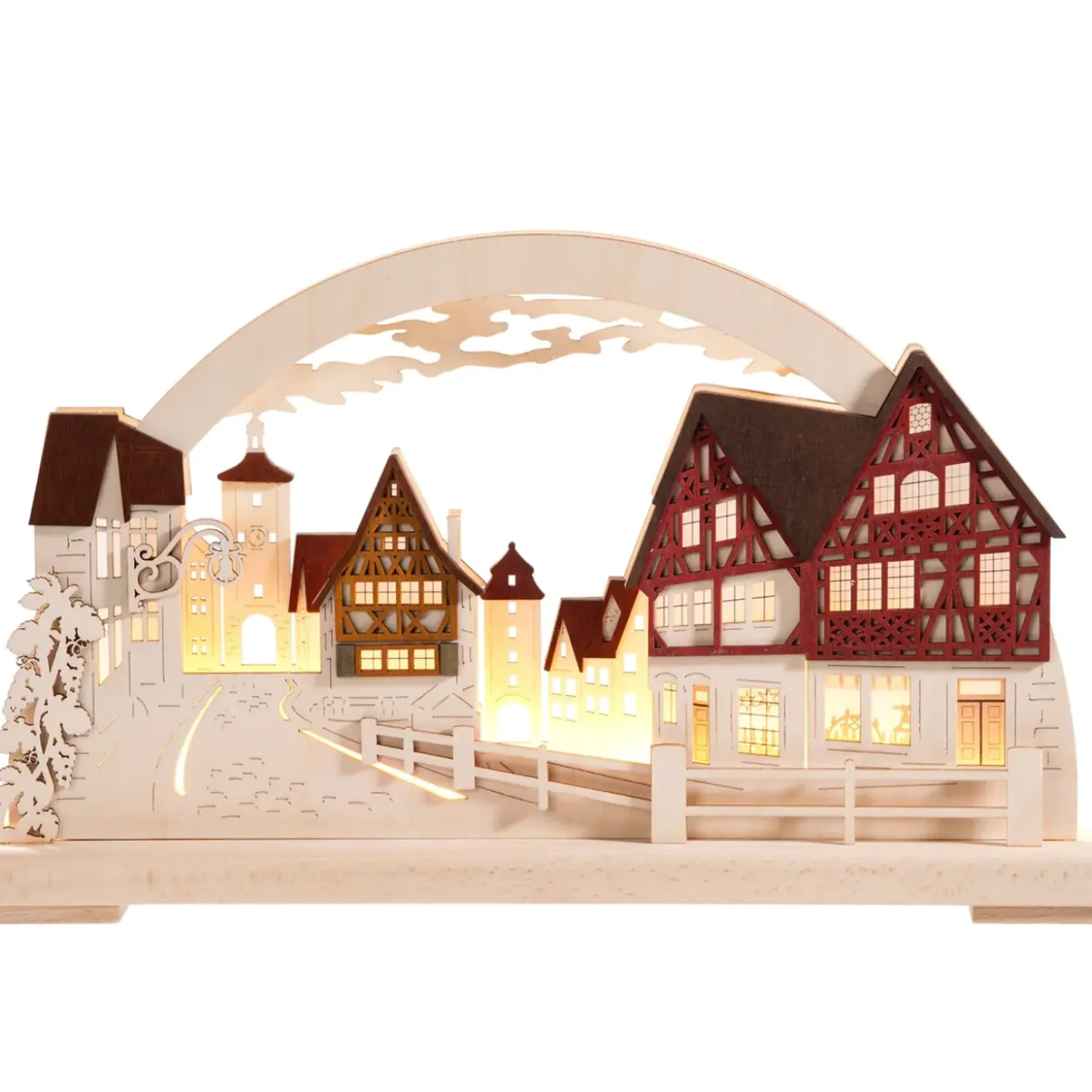 RATAGS Holzdesign Schwibbögen "Rothenburg Plonlein", 115 V Mit Usb A-Anschluss