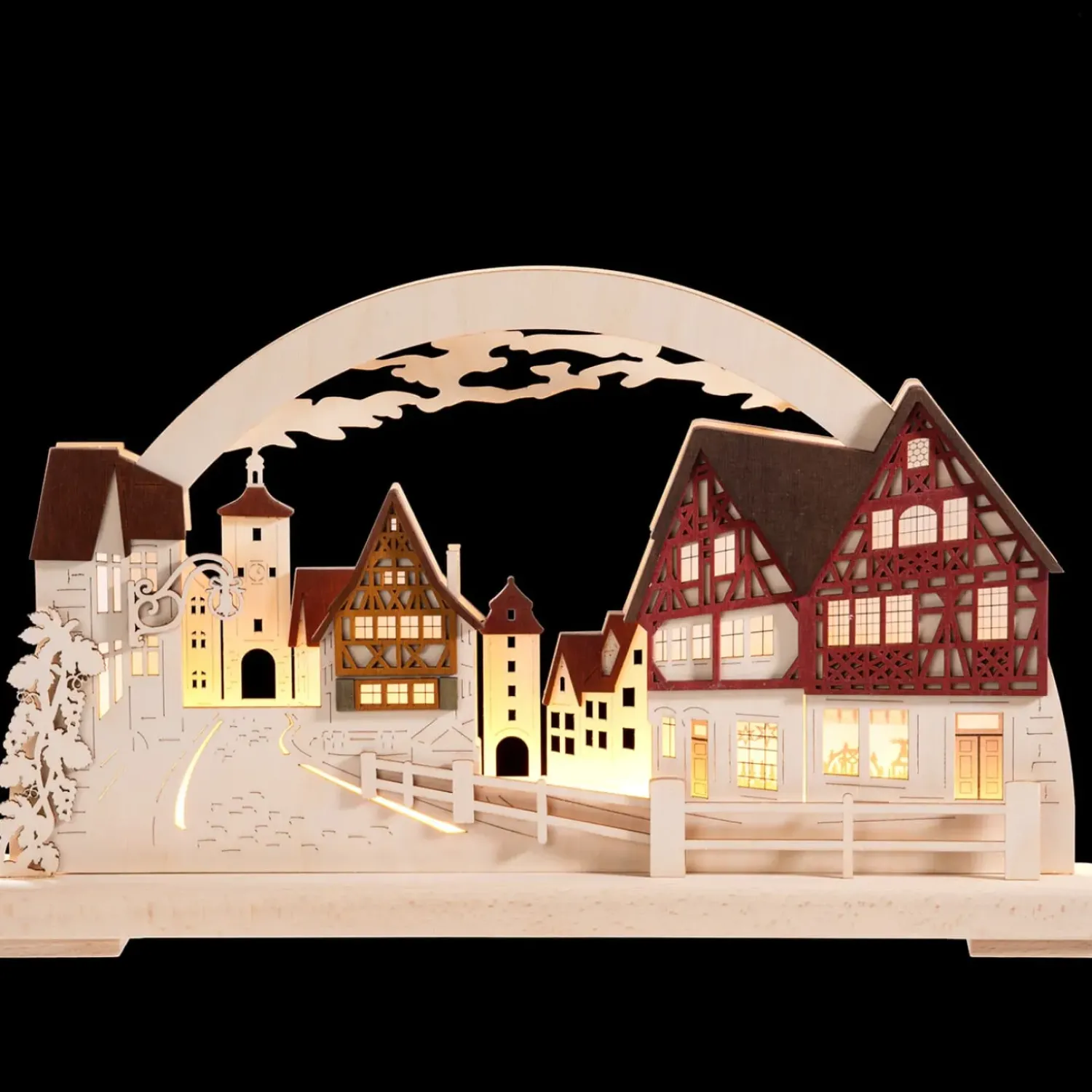 RATAGS Holzdesign Schwibbögen "Rothenburg Plonlein", 115 V Mit Usb A-Anschluss