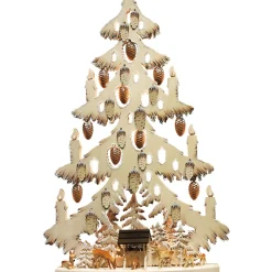 RATAGS Holzdesign Schwibbögen "Tanne Rehe An Der Futterkrippe", 230V Mit Usb A-Anschluss