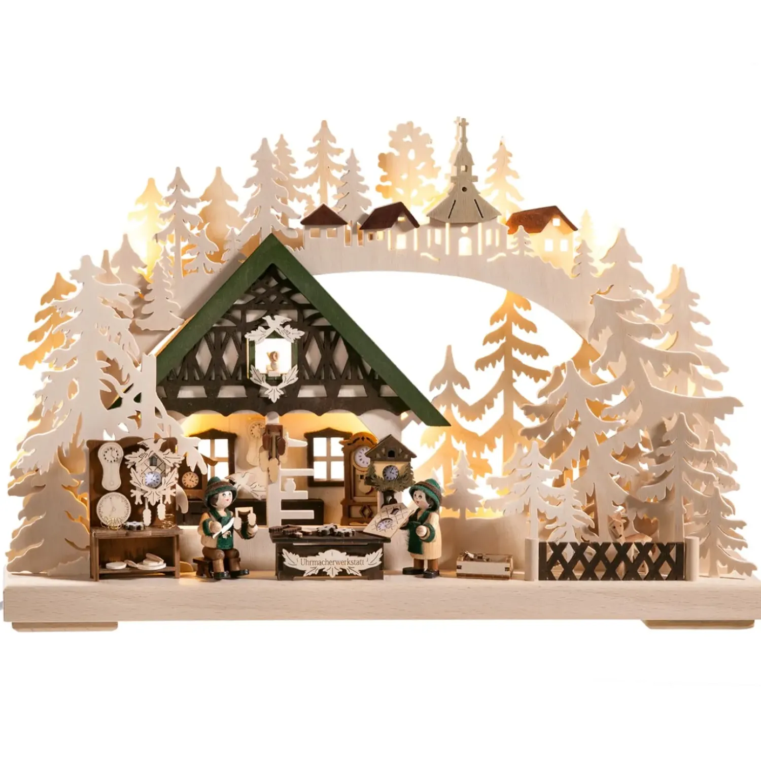 RATAGS Holzdesign Schwibbögen "Uhrmacherwerkstatt", 115V Mit Usb A-Anschluss