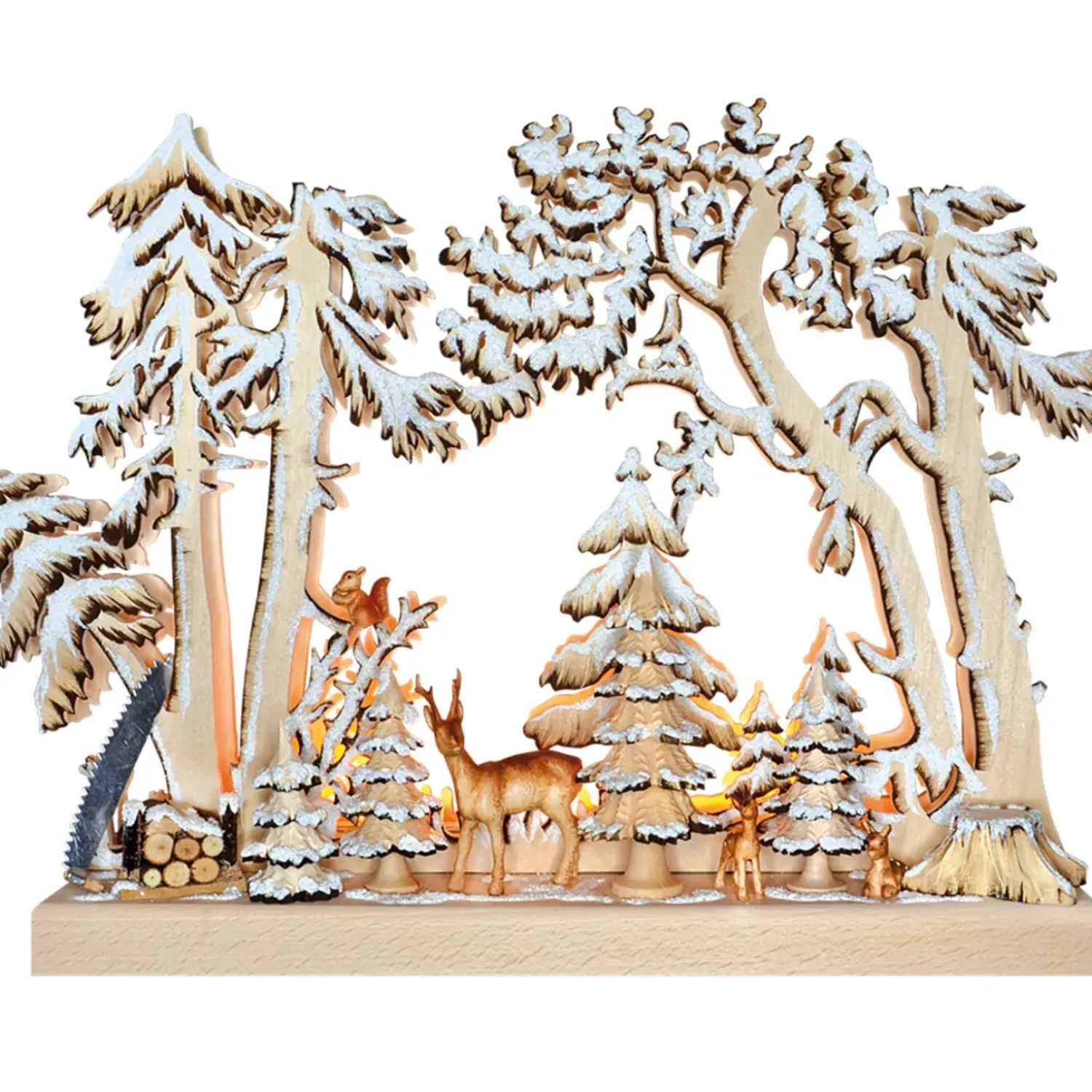 RATAGS Holzdesign Schwibbögen "Winterwaldszene", 230V Mit Usb A-Anschluss