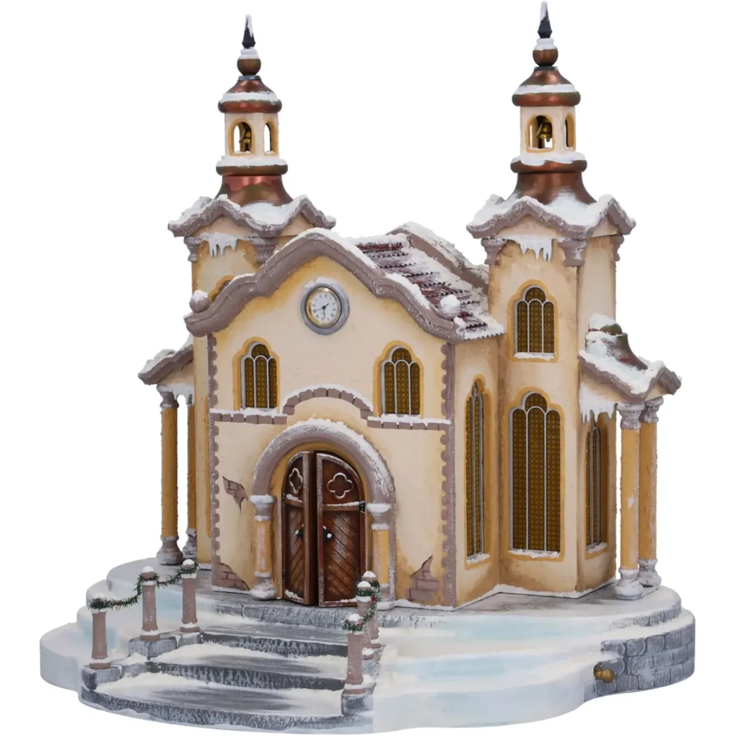 Kindertraum Stadtkirche Im Winter Mit Beleuchtung, Uhr- Und Musikwerk