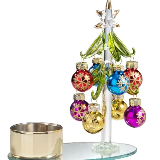 Käthe Wohlfahrt Teelichthalter Glasbaum Mit Bunten Kugeln, Gold