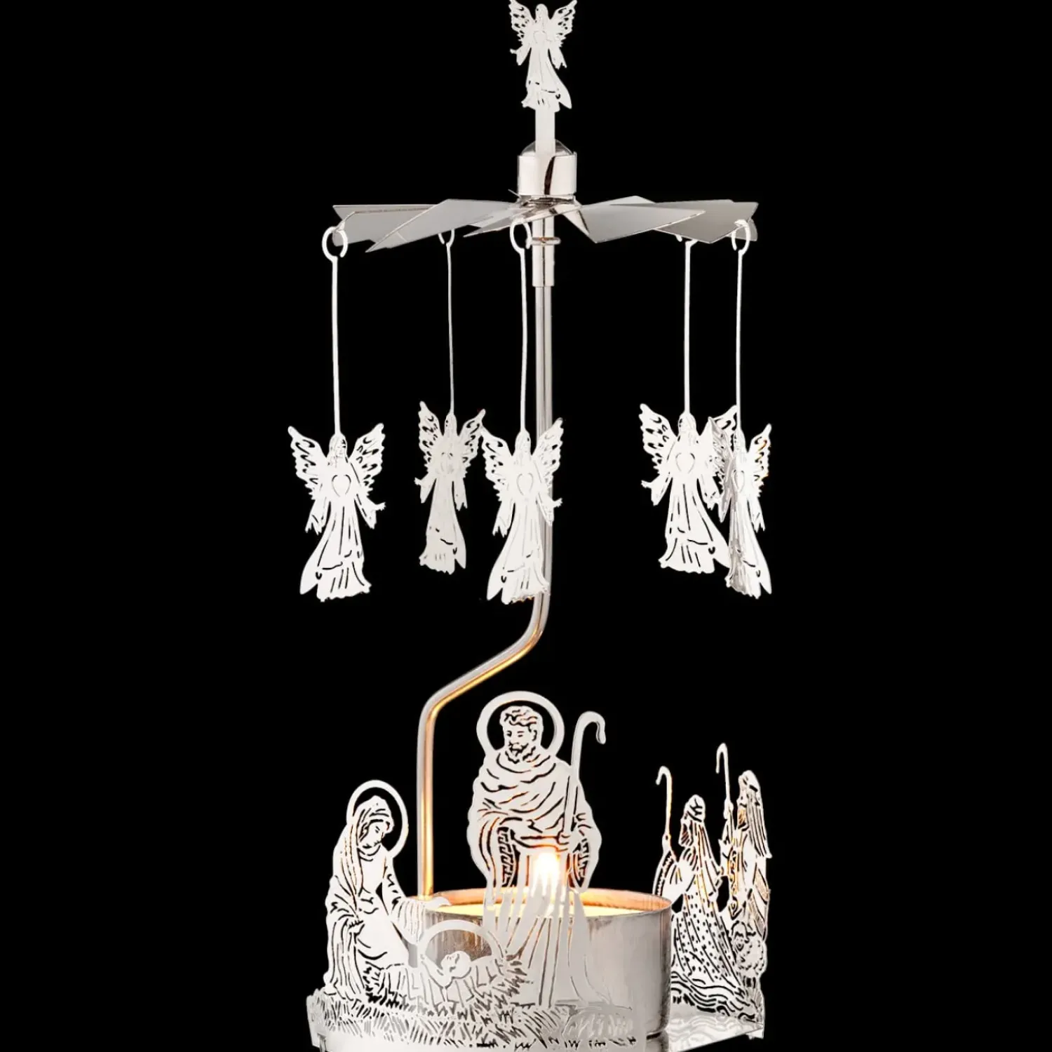 Käthe Wohlfahrt Teelicht-Karussel "Heilige Familie", Silber