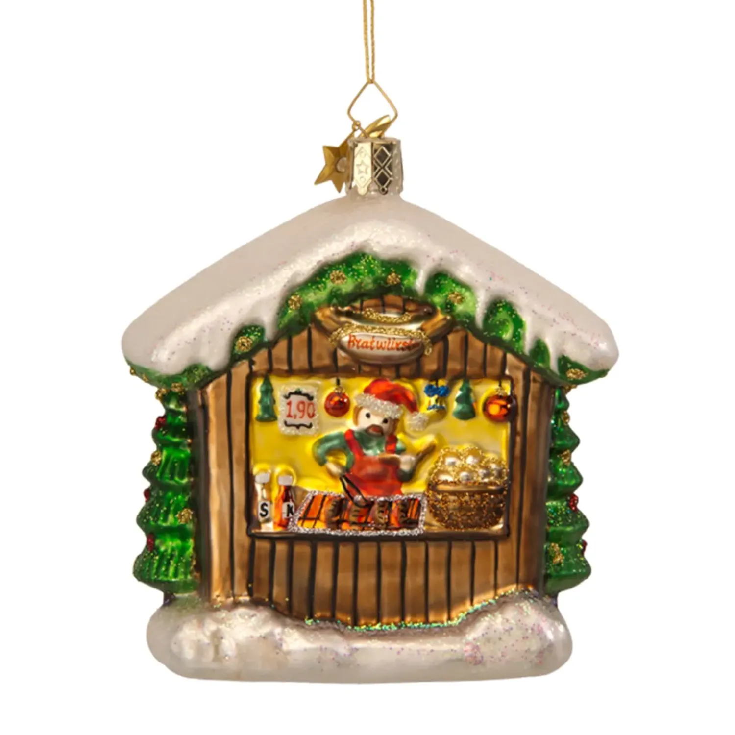 Poesie in Glas Weihnachtsmarktstand Bratwurstverkaufer