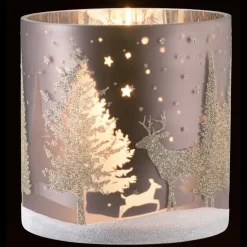 Käthe Wohlfahrt Windlicht "Hirsche Im Wald" Taupe, 15Cm