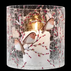 Käthe Wohlfahrt Windlicht "Rotkehlchenfamilie", 15 Cm