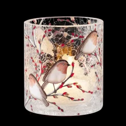 Käthe Wohlfahrt Windlicht "Rotkehlchenfamilie", 10 Cm