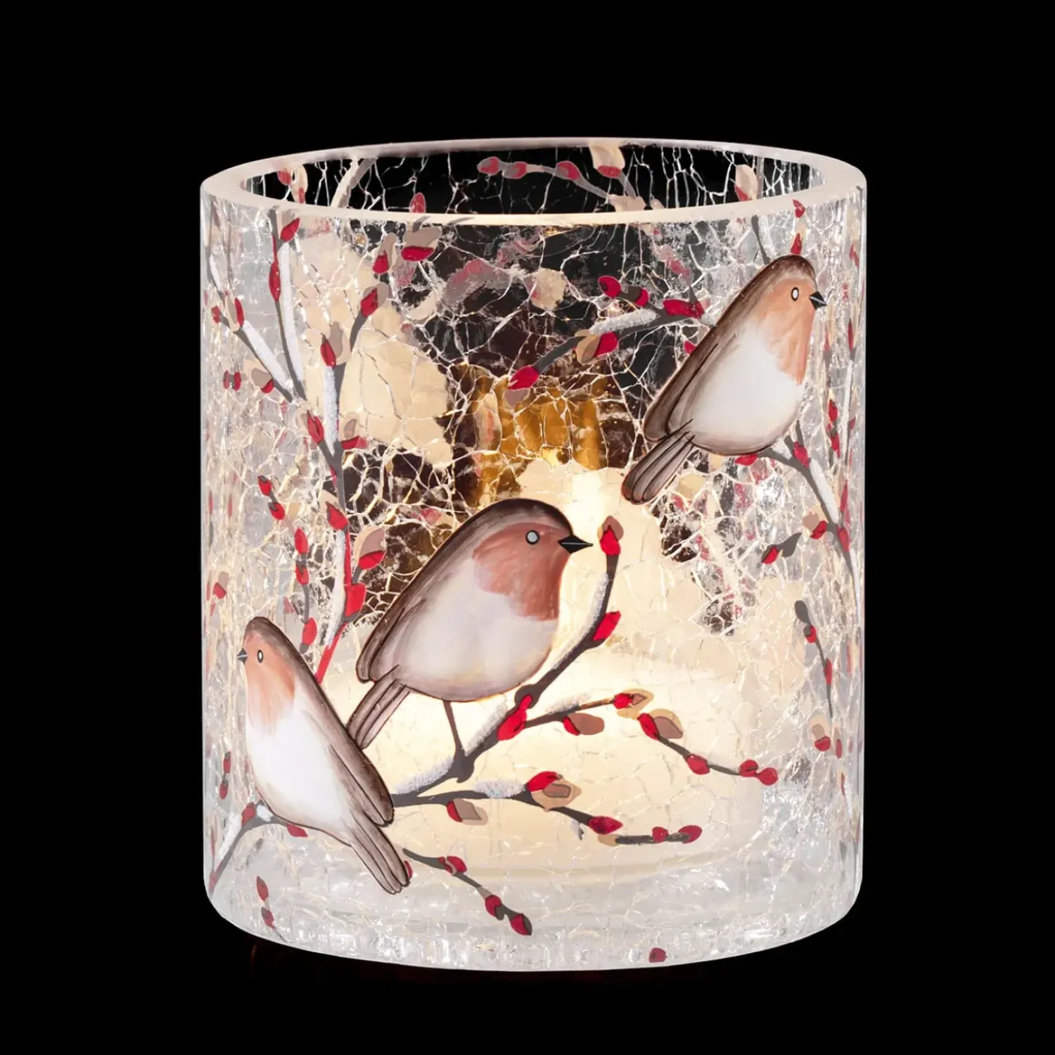 Käthe Wohlfahrt Windlicht "Rotkehlchenfamilie", 10 Cm