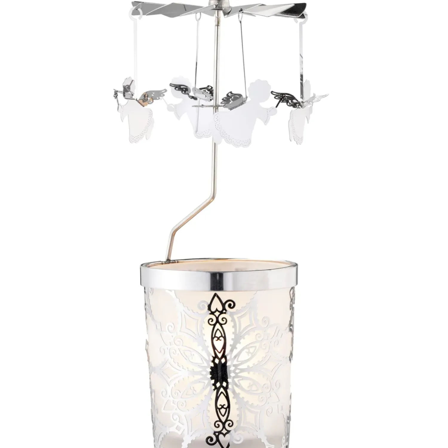 Käthe Wohlfahrt Windlicht-Karussell "Engel", Silber