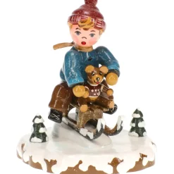 Hubrig Volkskunst Winterkinder Schlittenfahrer